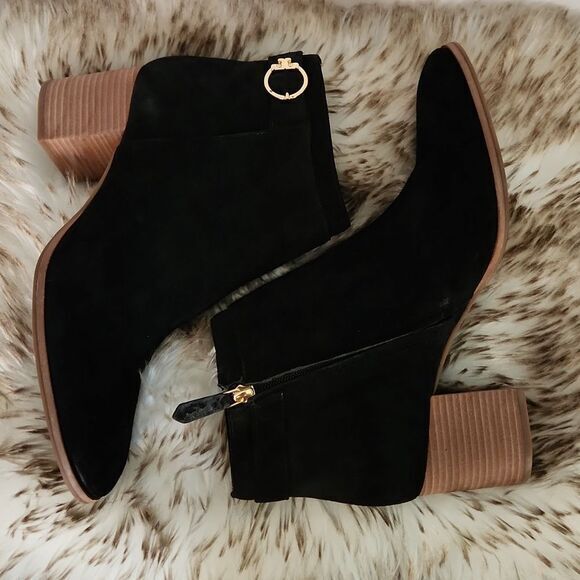 Tory Burch Sofia 65MM Suede Black Ankle Booties #50895 Women's Size 11 - Picture 2 of 10